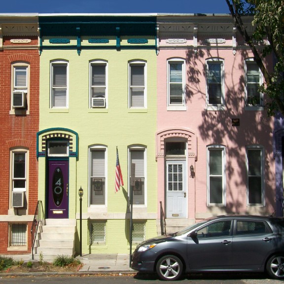 Colorful rowhouses in Baltimore