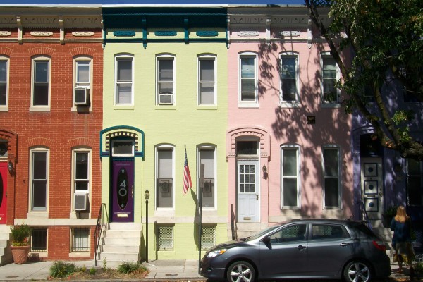 Colorful rowhouses in Baltimore